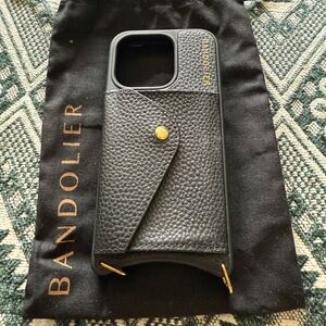Bandolier Black Leather Crossbody Phone Case
